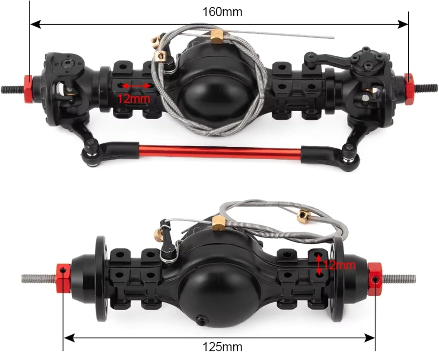 Rc Front Rear Axle for Tamiya Truck 1/14 RC Car Tow Drag Trailer Tractor Parts Metal Alloy Front Rear Differential Axle Built-in Steel Gear(Front and Rear)