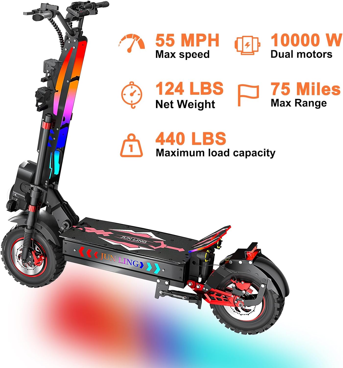 Electric Scooter for Adults, E Scooters, Dual Suspension Braking System Folding E-Scooter with LED Lights & Off-Road Tires Support Return