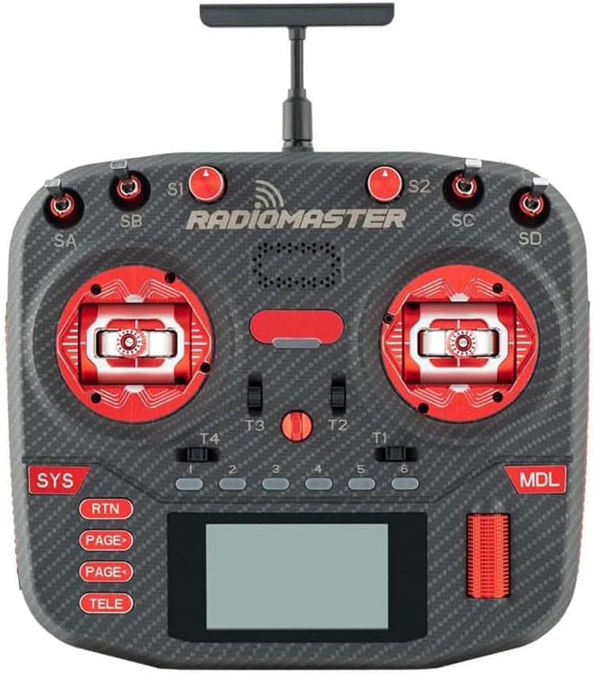 Radiomaster Boxer Max Version with CNC AG01 Hall Gimbals Carbon Fiber 2.4G 16ch Transmitter Remote Control ExpressLRS Mode 2 (Boxer Max Elrs-red with 6200)