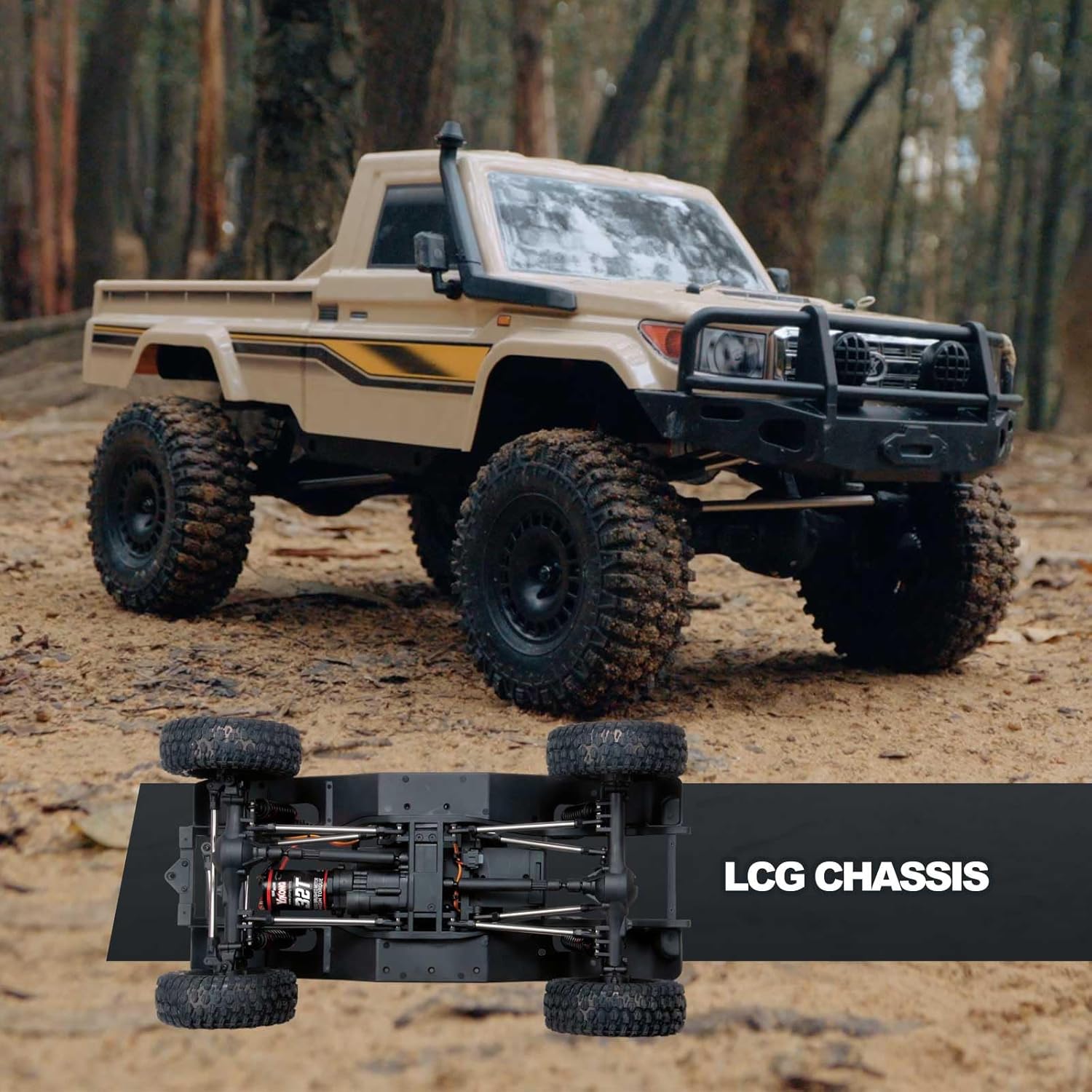 BEEZRC YKHOBBY 1/10 YK41011 Simulation LC79 RC Crawler,4WD Off Road RC Rock Truck, Manual Differential Lock, Brushed RC Climbing Car, Remote Control Car for Adults for Beginner-Friendly RTR Grey