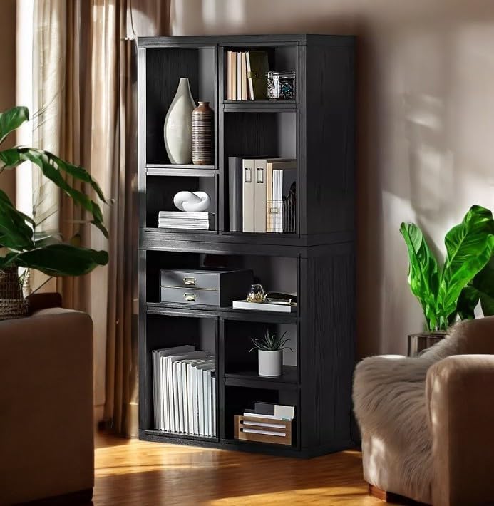 Durable Wood Stackable Modular Bookcase, Charcoal