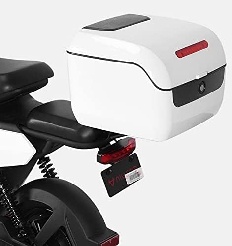 Rectangle Motorcycle Top Box Scooter Helmet Trunk Tail Box with Universal Mounting Hardware Night Warning Light and Security Lock Trunk Top Case (Color : Red) (Blue)