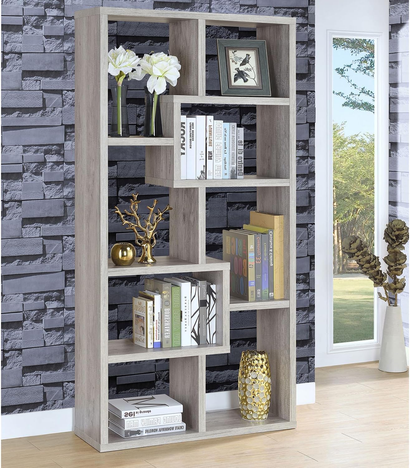 DiMorture Bookshelf – Modern Book Shelf Bookcase with Open Shelves, 7-Tier Storage Rack Tower, Display Shelves Home Decor Furniture for Home Office Living Room Bedroom,Brown
