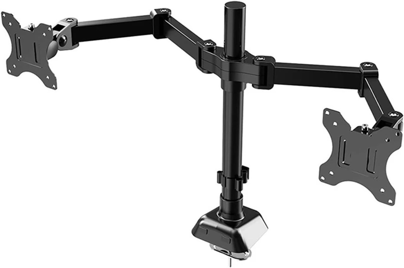 Single/dual monitor desk stand supports monitors up to 19.84 lbs. Adjustable height and angle arm for 17 to 32 inch computer screens(Dual)