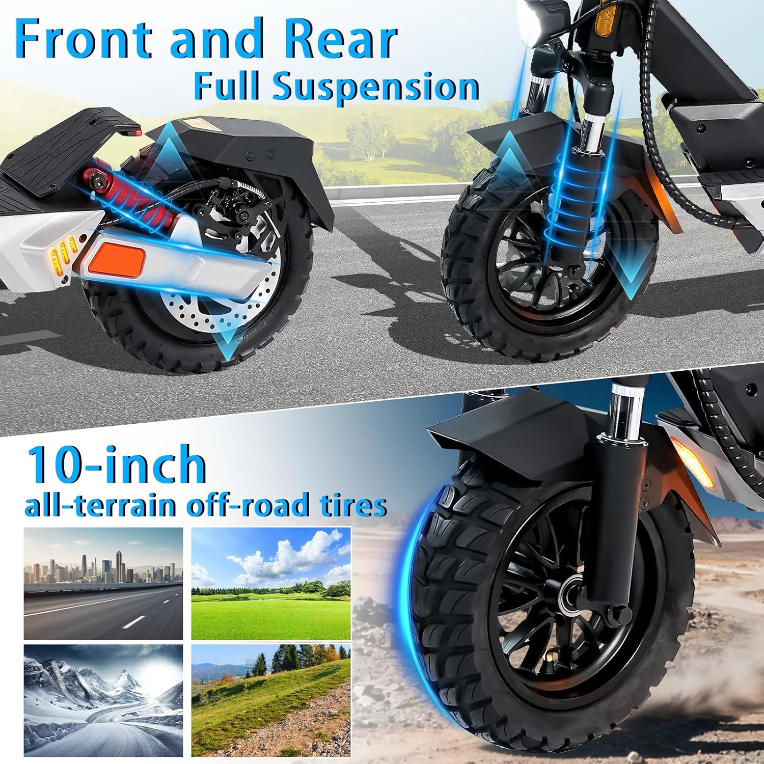 Electric Scooter Adults 1600/2000W Motor 50 Miles Long Range & 30/35 MPH Top Speed 10