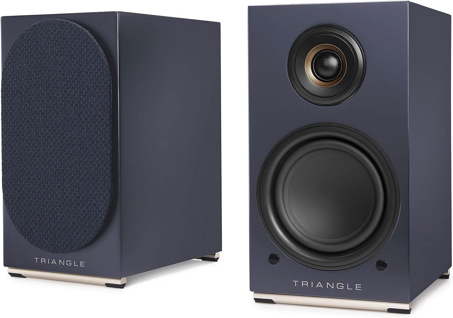 triangle - AIO Twin - Wi-Fi & Bluetooth Active Bookshelf Speakers with 2x50W Amplifier - HD Audio - Phono/Turntable + Optical TV Inputs - 165 x 304 x 235 mm - Blue (Pair)