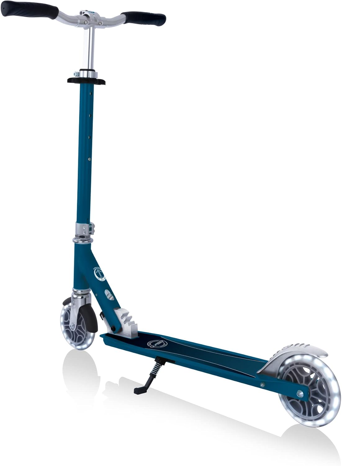 GLOBBER Flow Element Lights 125mm ABEC 9 Adjustable Height Folding Scooter LED Light Wheels Petrol