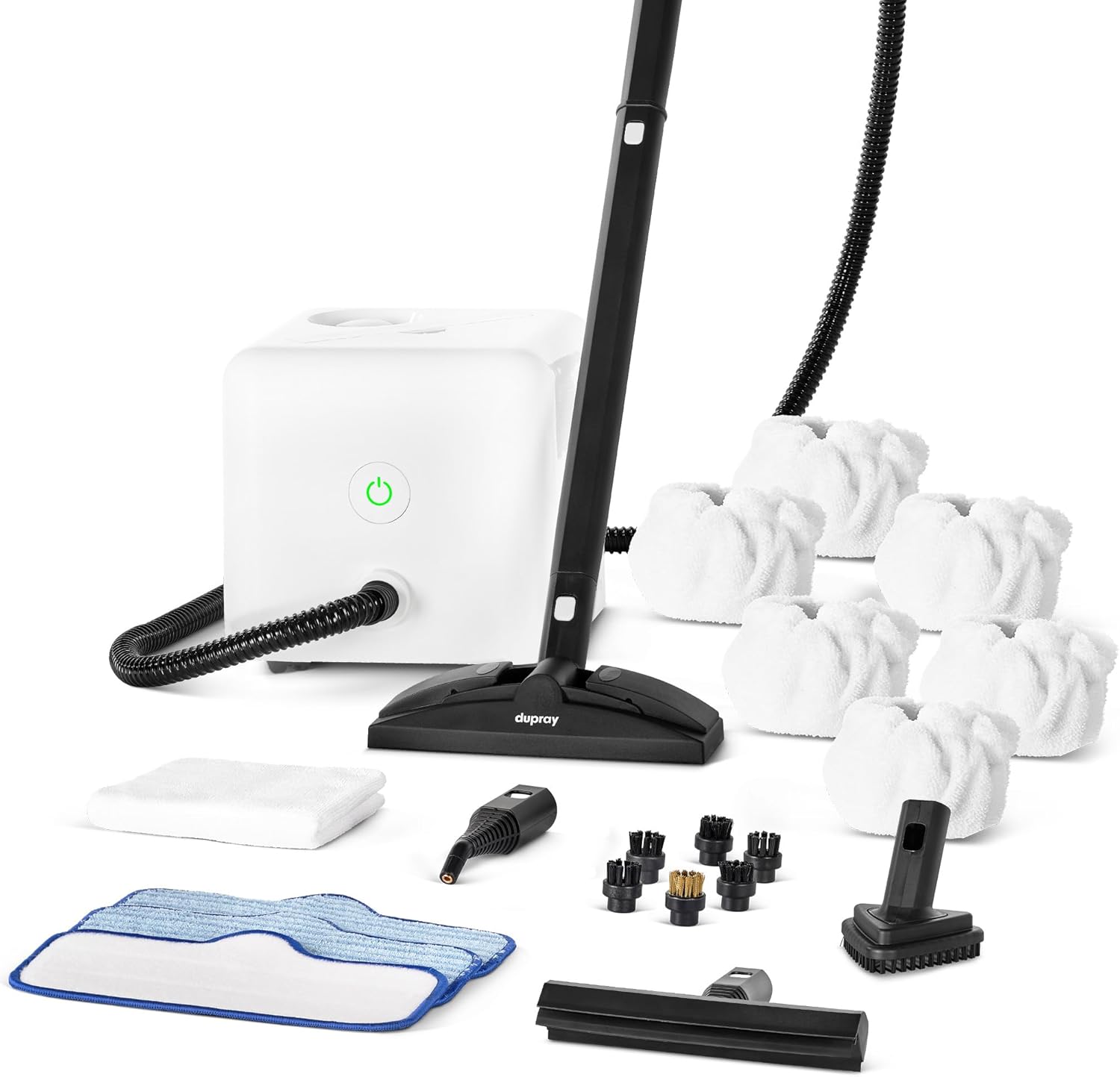 Dupray Neat Steam Cleaner with 22-Piece Accessory Kit – Versatile, Portable Steamer for Floors, Upholstery, Tiles, and More, removes 99.9% of Bacteria & Viruses* (incl. x6 Triangle Bonnets)