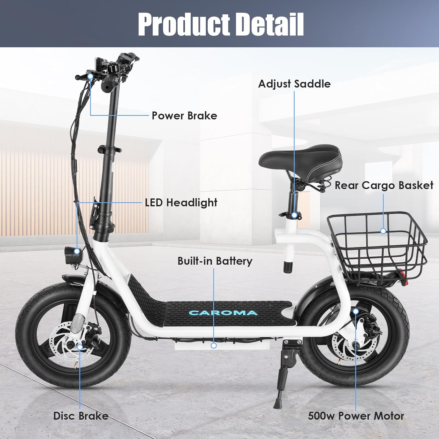 Tooluck Peak 1200W Electric Scooters with Seat, 14