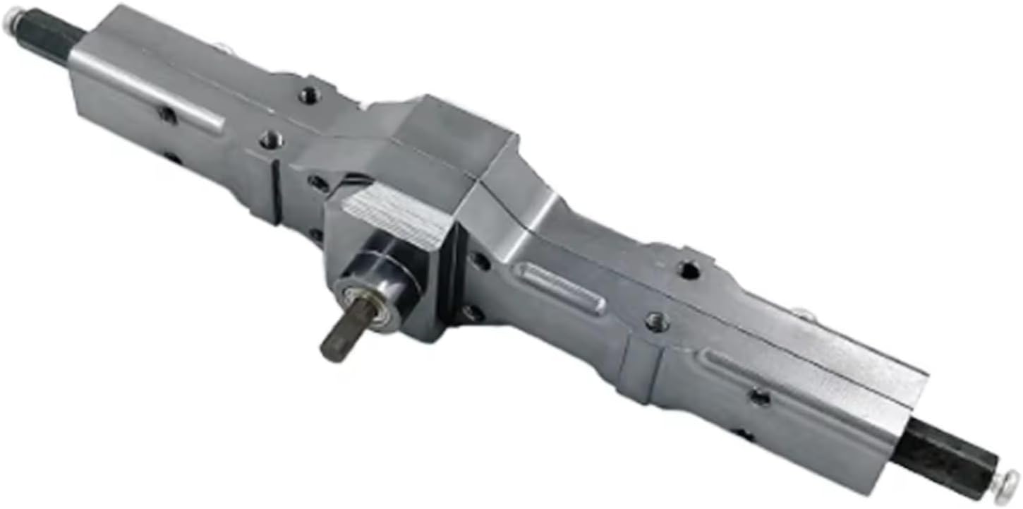 RC Car Parts Compatible with WPL D12 C14 C24 C24-1 B14 B24 B36 Rc Truck Upgrade Modified Parts Metal Gear Rear Axle with Steel Gear(Gray)