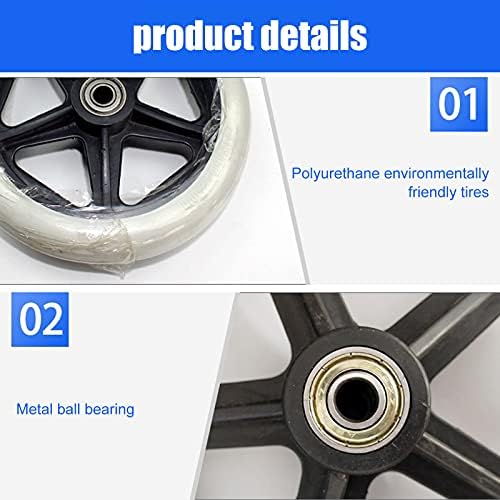 2Pcs Wheelchair Front Wheel, 8 Inch Wheelchair Caster Wheel Wheelchairs Wheel Replacement with 5/16 inch Bearing for Manual Wheelchairs (Grey/Black)