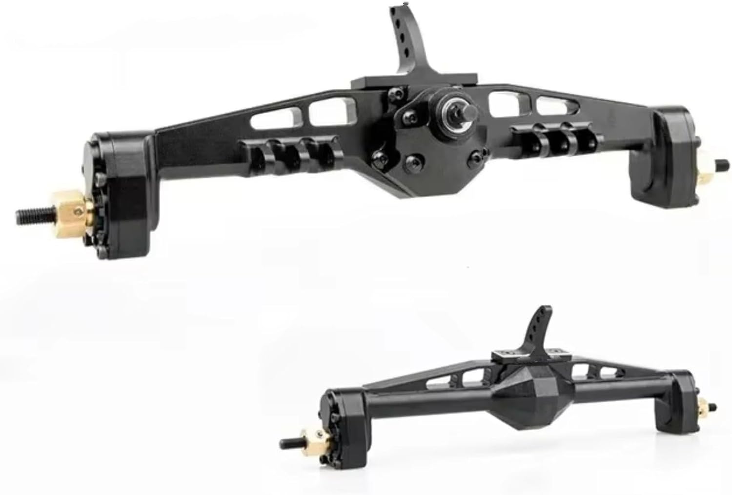 Compatible with Axial for SCX10 II for Redcat GEN8 EX86100 1/10 RC Crawler Car Parts Metal Complete Front Rear Portal Axle Set RC Front and Rear Axle(Black,1Set)