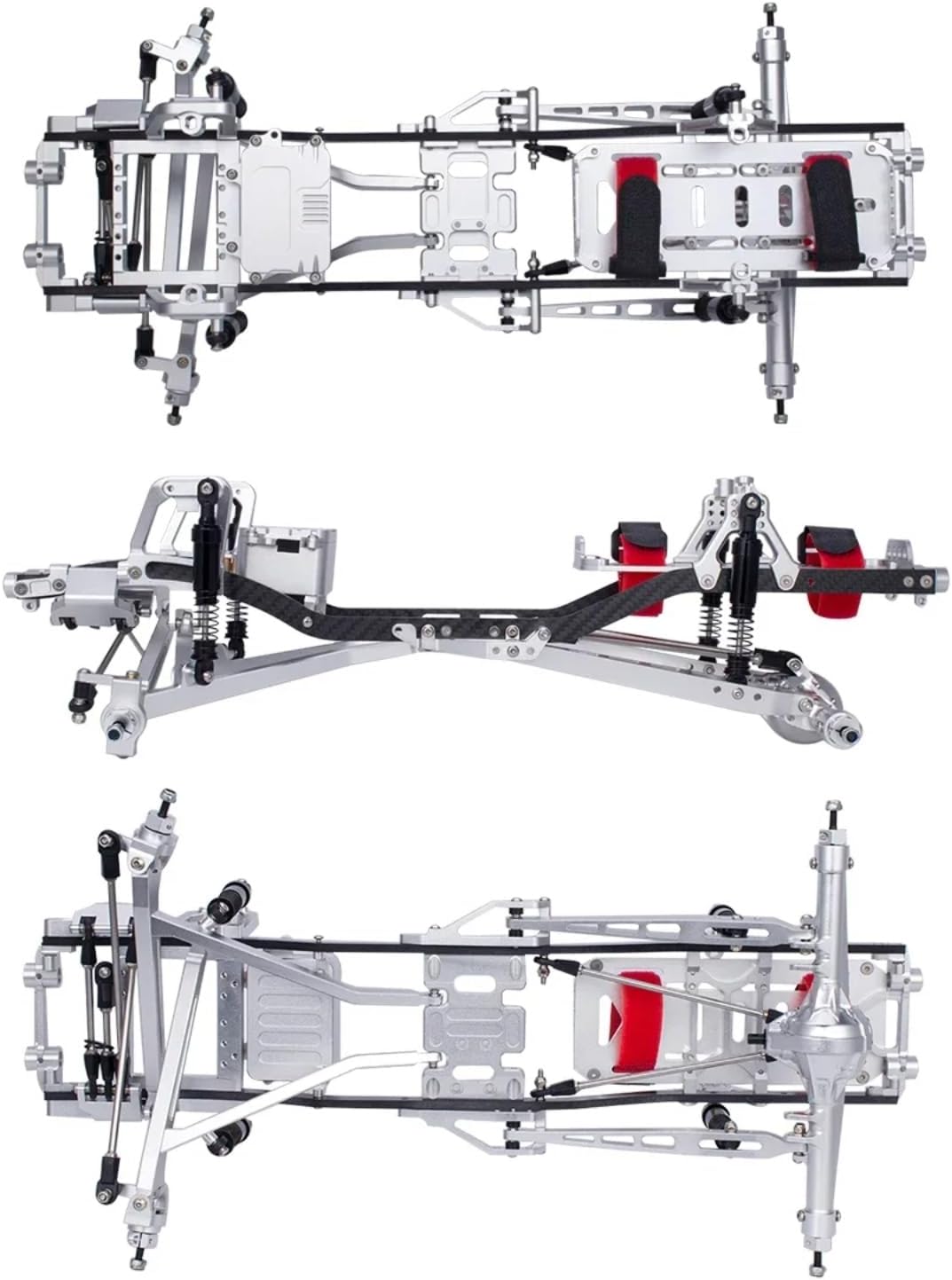 for Axial for SCX10 I II III Pro for TRX4 Twin I-Beam 2WD Pre-Runner 1/10 CNC Metal for Chassis Kit RC Crawler for Desert TruckCapra Upgrade RC Car Parts(Silver)