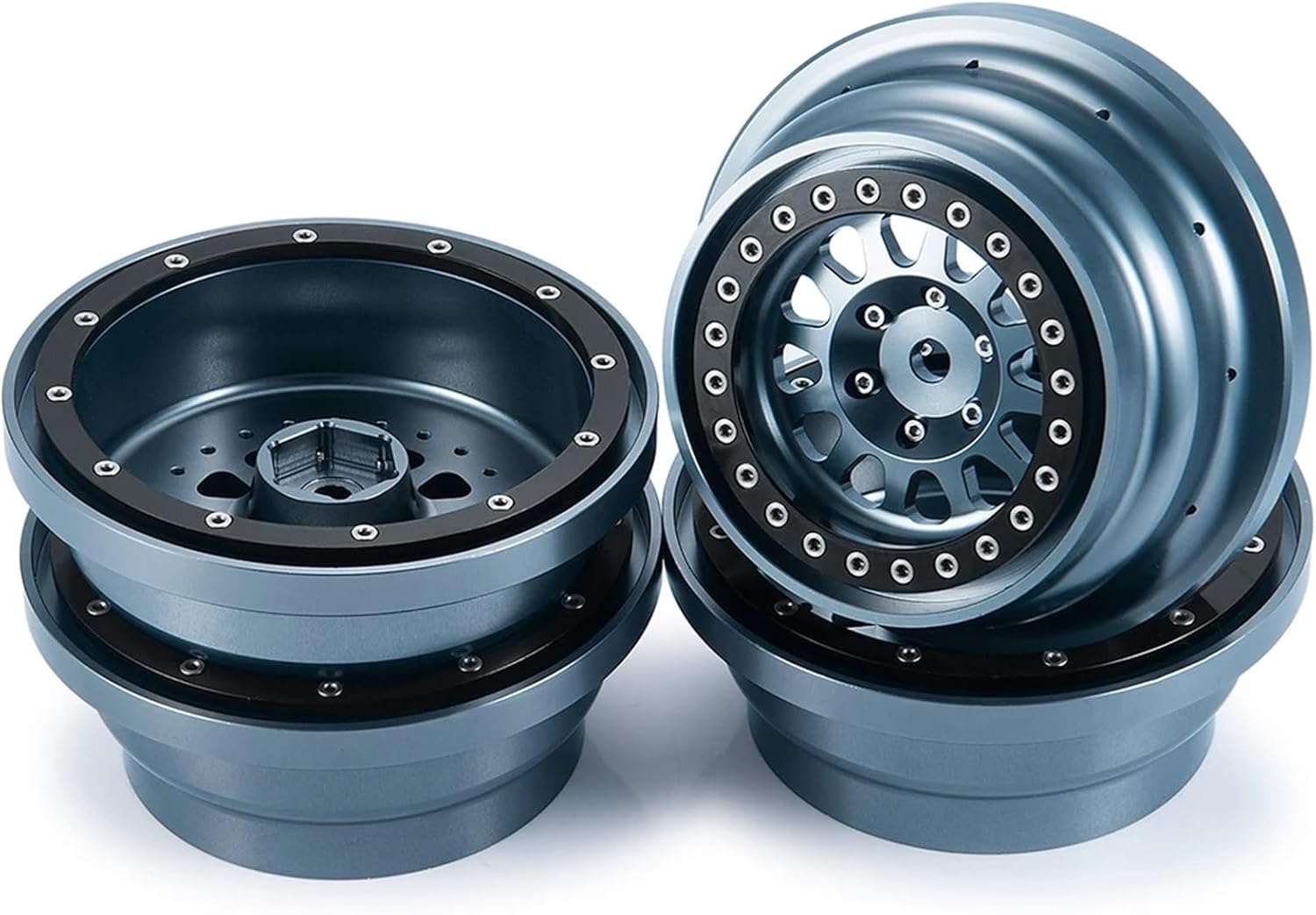 For UDR 1/7 Aluminum Beadlock Wheel Rim Hub For Unlimited For Desert For Racer RC For Rock Crawler For Buggy Truck Upgrade Parts Models(4PCS)