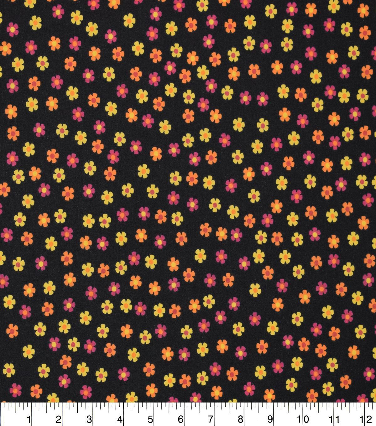 Multi Ditsy Floral on Black Quilt Cotton Fabric by Quilter's Showcase
