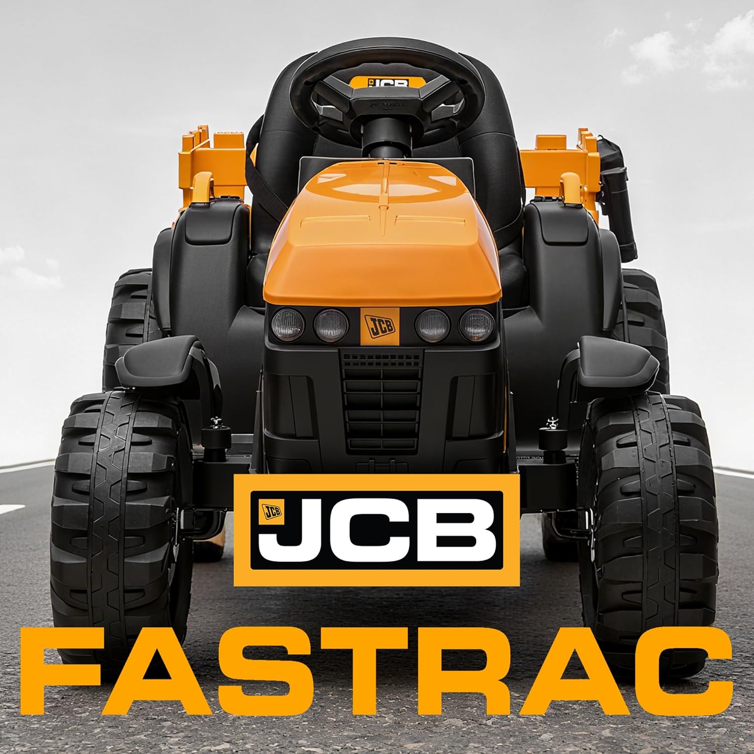 Licensed JCB 24V Electric Ride on Trator for Big Kids 3-8 with Trailer, Remote Control, 400W Motors - Yellow