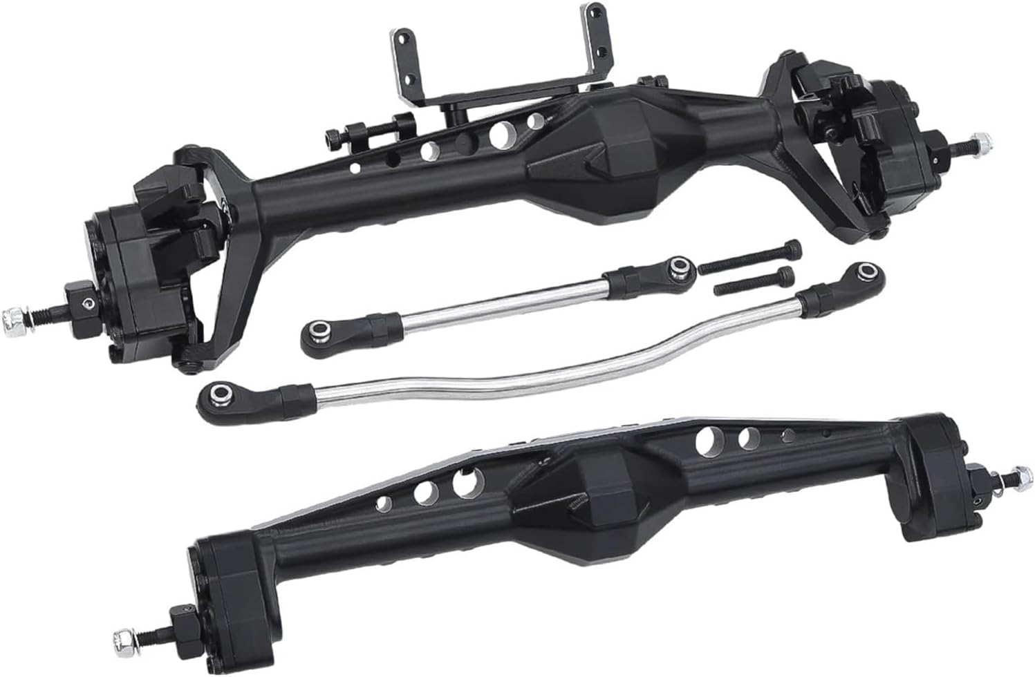 RC Vehicle Axles Compatible With Axial For Capra AXI03004 For LCG 1/10 RC Crawler Car Upgrade Parts Aluminum Alloy Front Rear Portal Axle With Servo Mounts ( Color : 3 , Size : Front Axle and Rear Axl