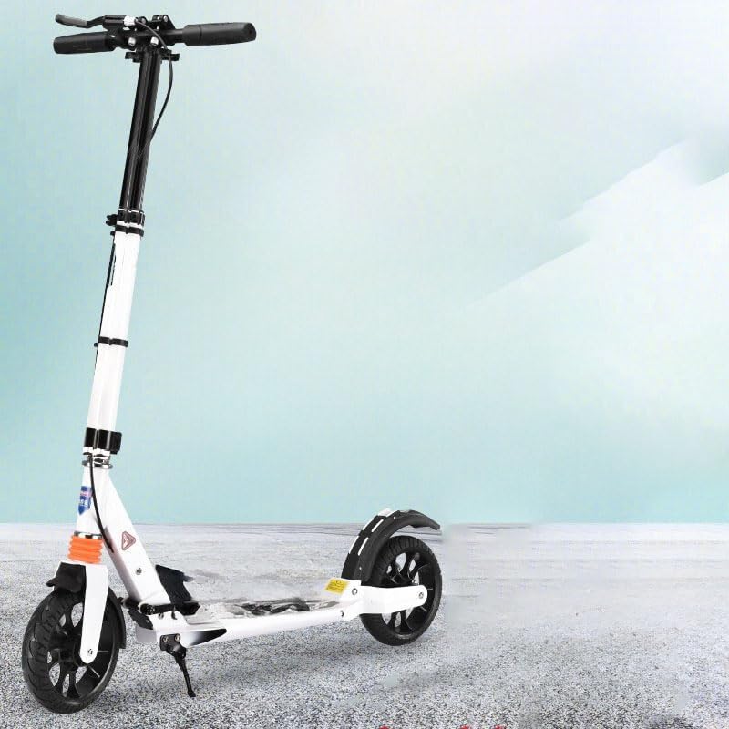 Folding Kick Scooter for Adults & Kids – 2-Wheel Adjustable Height Scooter with Hand & Foot Brake, Dual Suspension, Anti-Slip 5cm Tires, Quiet Ride, 600 Pound Capacity, for Ages 6+