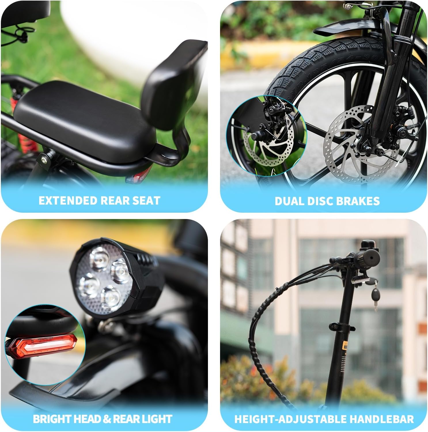 850W/ 819W Peak Electric Scooter with Seat, 20MPH & 25/40 Miles Range, Dual Suspension, Cruise Control, 14