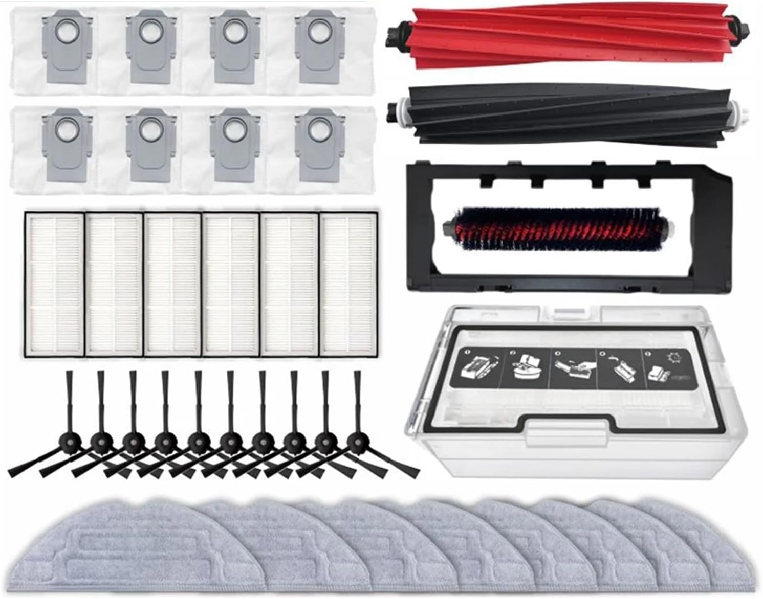 rqhdd Vacuum Attachment Compatible with Roborock S8 Pro Ultra Accessories Side Brush HEPA Filter Mop Choth Compatible with Dust Bags for Roborock S8/S8+ Vacuum Cleaner Spare Parts(Blue)