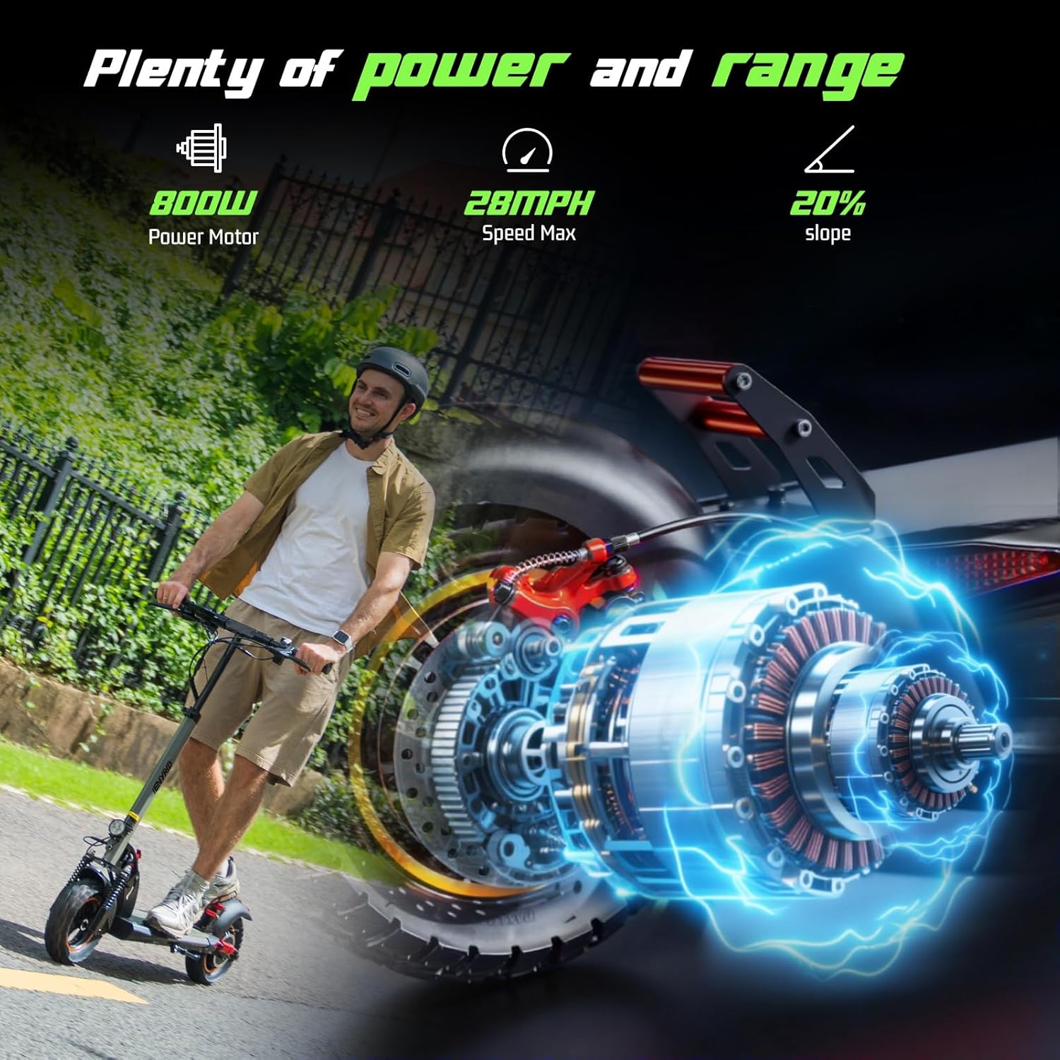 Electric Scooter,Peak 1000W High Power Motor 28MPH,28Miles Long Range,10
