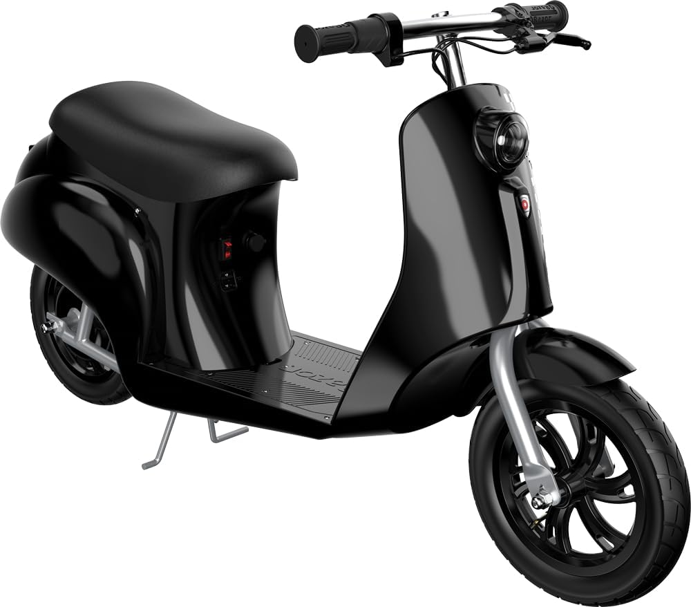 Razor Pocket Mod Onyx Miniature Euro-Style Electric Scooter for Ages 8, Vintage-Inspired Design, High/Low Speed Switch, Up to 80 Minutes Ride Time
