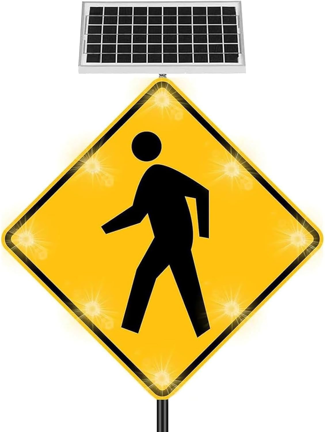 Solar-Powered LED Flashing Crosswalk Sign - 30
