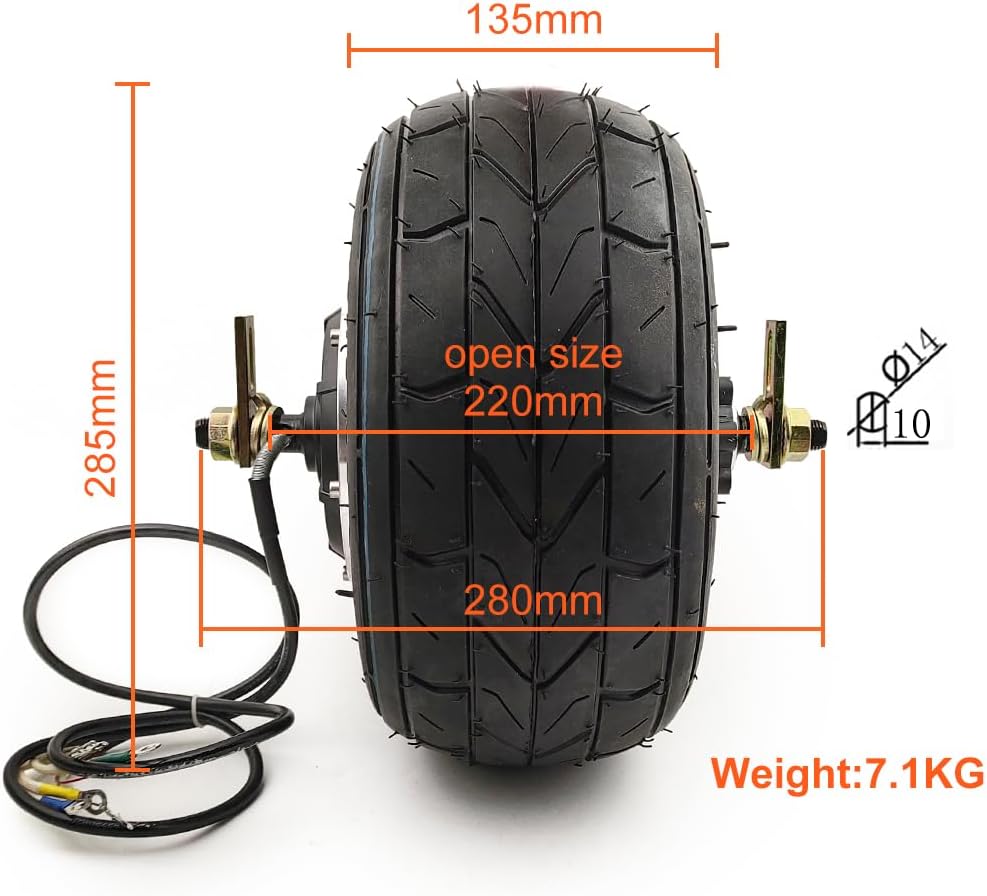 48V 800W Citycoco Scooter Hub 10x6.00-6 Thickened Anti-skid Tubeless Tire Accessory Motor Wheel