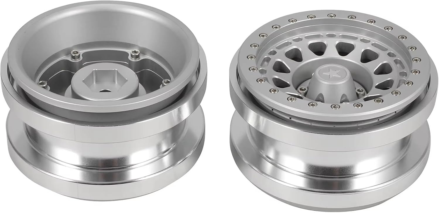 RC Car Parts Compatible with Axial SCX6 for JLU for Wrangler 1/6 RC Crawler Car Upgrade Parts 4Pcs CNC Metal 2.9 Inch Beadlock Wheel Hub Rim