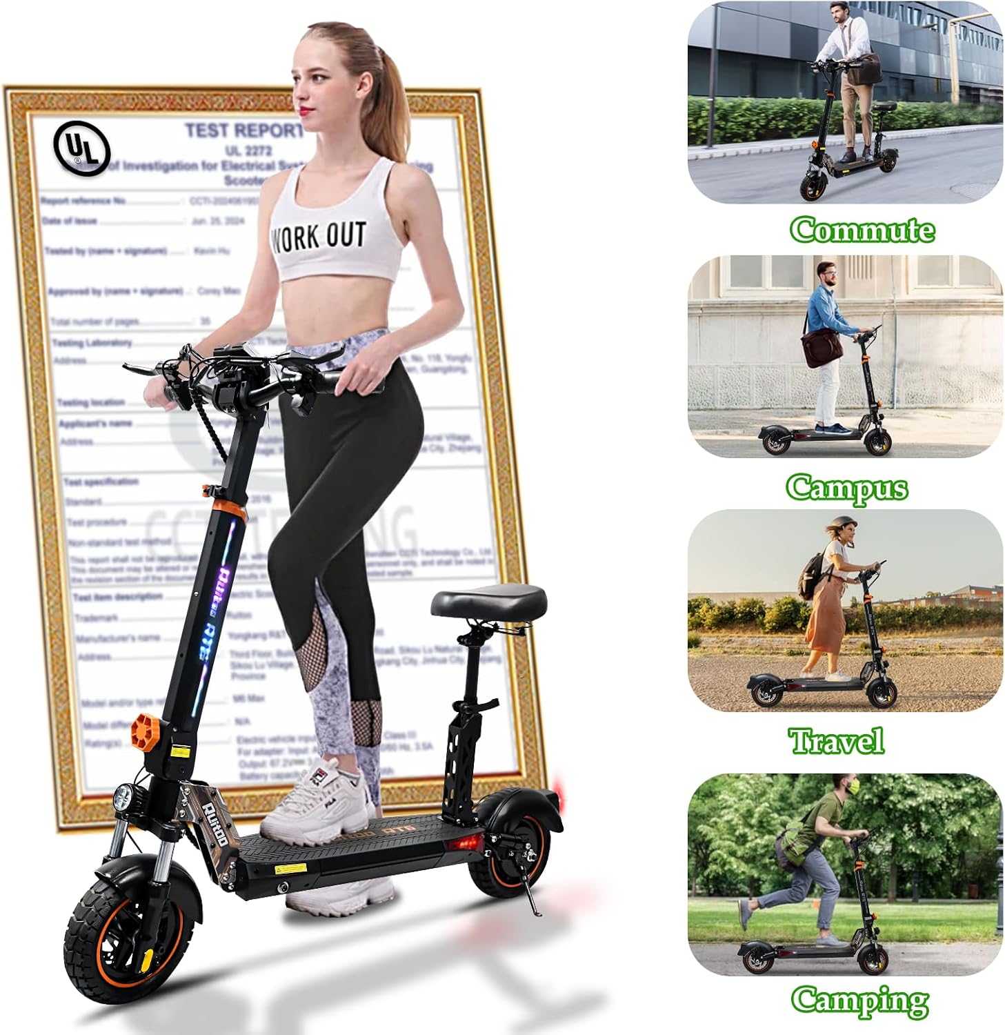 Electric Scooter for Adults, 5600W/1500W/1200W/800W Motor Fast Electric Scooter, 46/40/35 MPH Top Speed, 27Ah/20.8Ah/15.6Ah Battery, 10/11