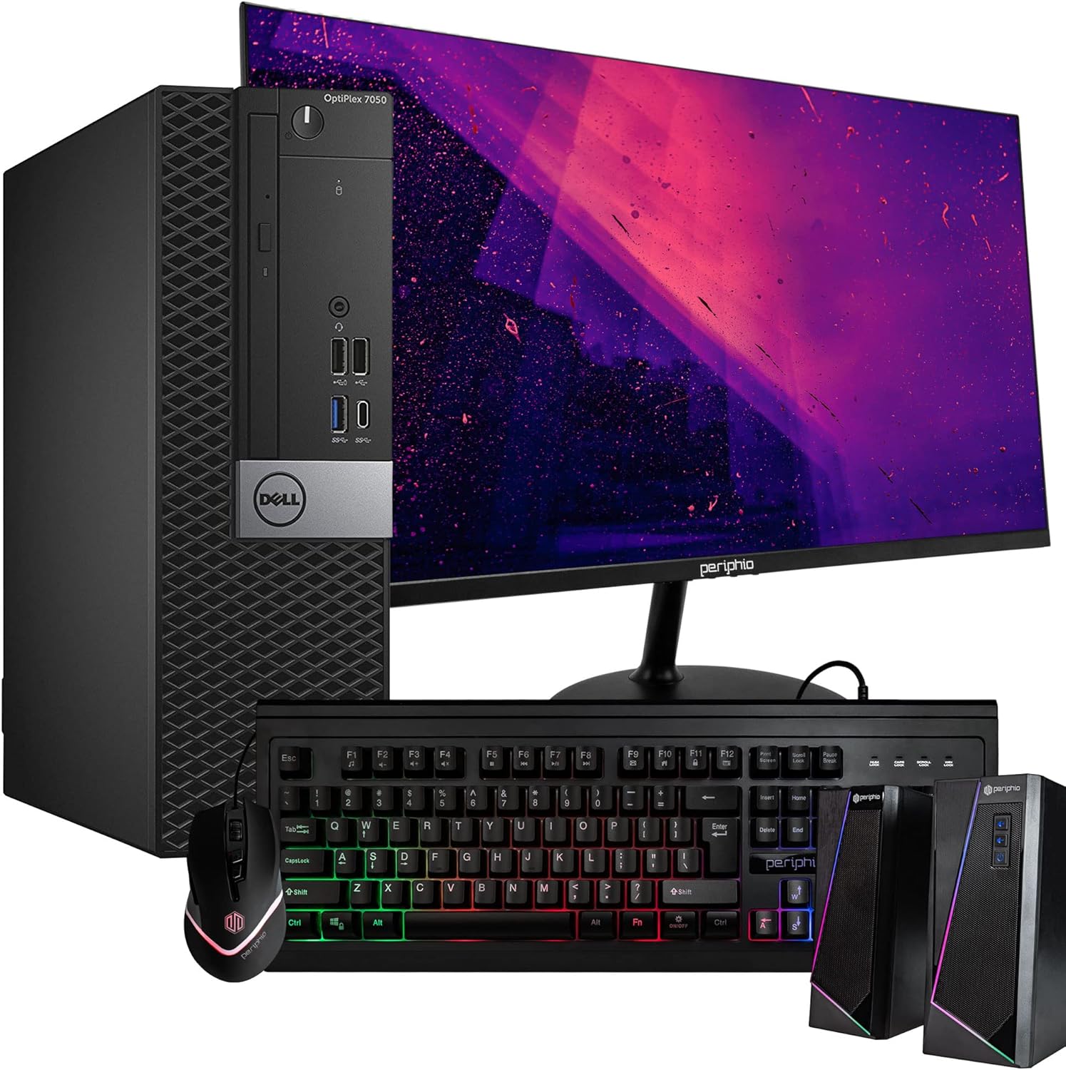 Dell OptiPlex 7050 Small Desktop Computer (SFF) PC | Intel i5 (3.8GHz Turbo) | 16GB DDR4 RAM | 500GB SSD+1TB | WiFi-5G+BT | Windows 11 Pro | New 24” Monitor | RGB Mouse,Keyboard+Speakers (Renewed)