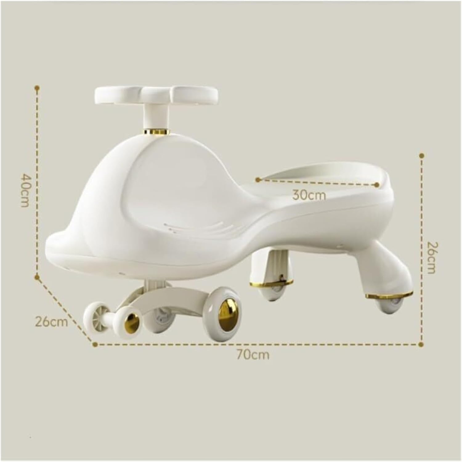 Kids Wiggle Car Swing Car with Silent Flashing Wheels Anti-Rollover Ride On Toys for Indoor and Outdoor(Beige)