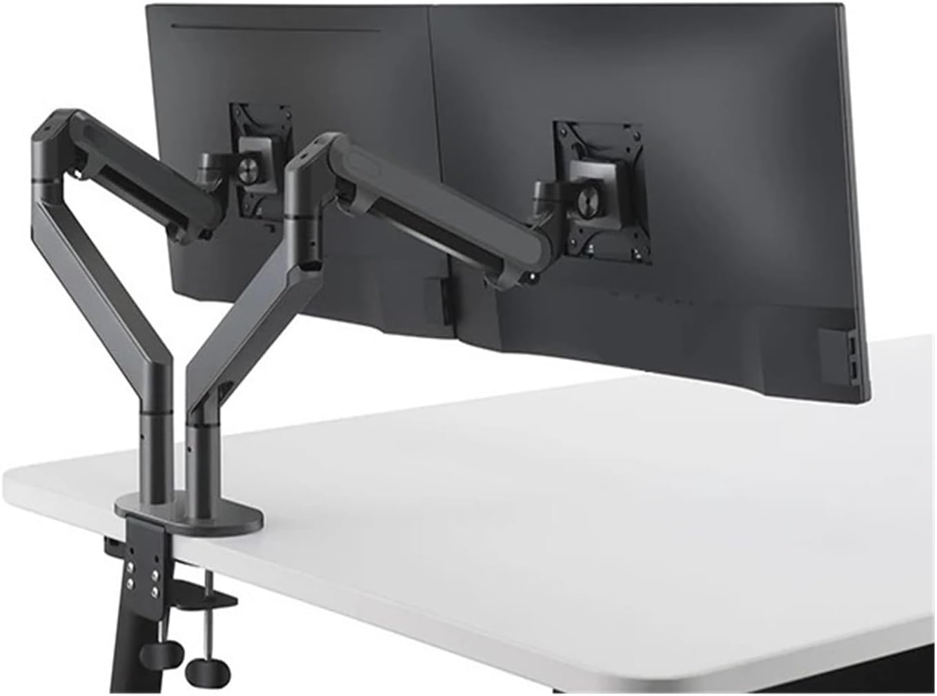 OZ-2 Dual Arm Monitor Mount Desktop Stand Full Motion Aluminum 17-32 Inch Monitor Stand Gas Spring Arm Loading 2-8 kg/Stand(Black)