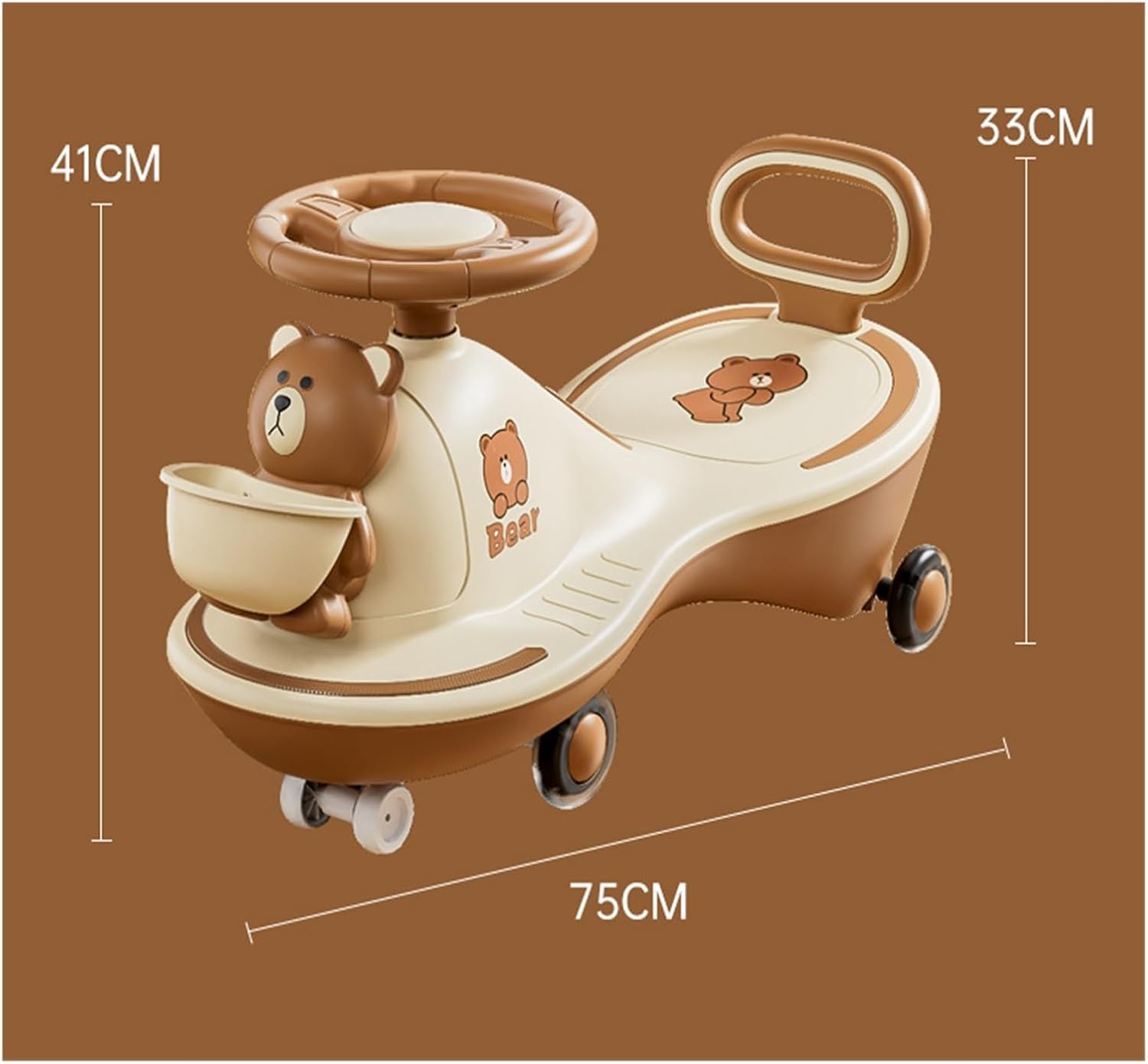 Ride On Toys Wiggle Car with Front Basket Music Flashing Wheels Anti-Rollover, for Age 3+ Boys & Girls(Pink)