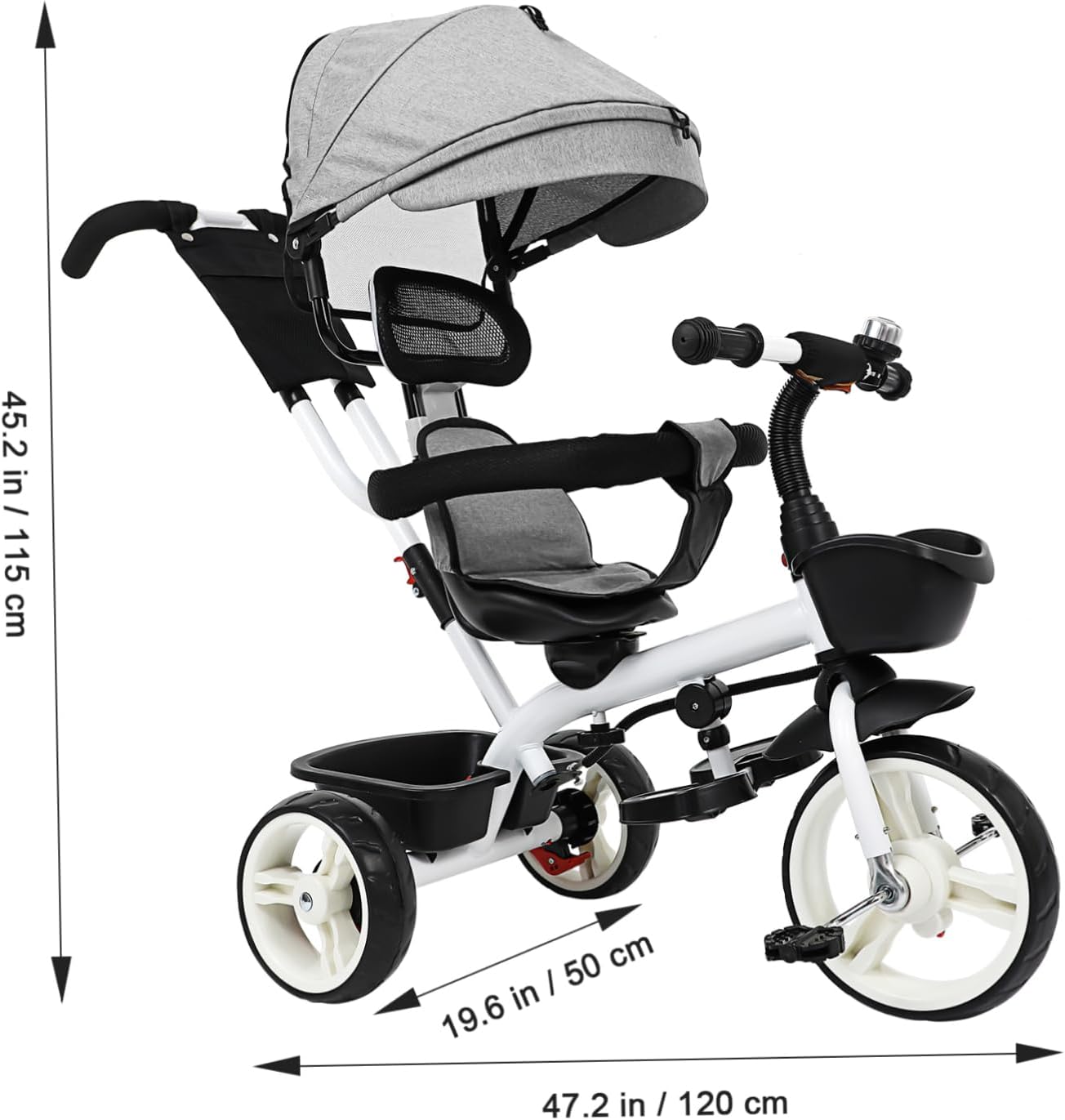 UPKOCH Tricycle Stroller for Height with Stylish Design and Materials for Boys and Ages Grey Canopy Tricycle