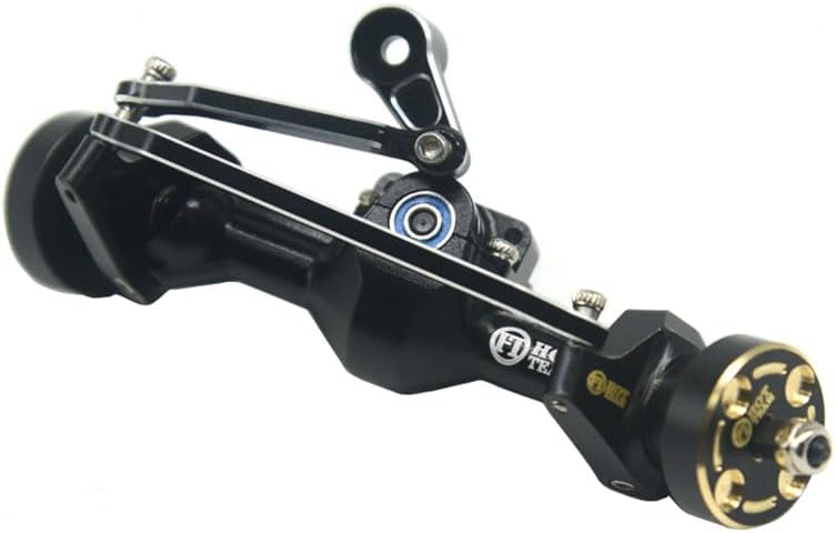 HotTeam Aluminum 17set Front/Rear axle 0.7'' Offset Brass Wheel and tire Gearbox and Rod Link Drive Shaft +4mm CVD 25mm Shock and Chassis with Magnet Fit Stock Body and Gear for AXIAL SCX30 RC Parts