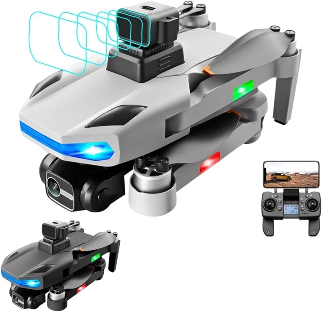 GPS Drone 8K Professional Dual Camera 5G WiFi FPV Brushless Motor Folding Quadcopter RC Distance 1500M (Color : Max Black 8K Bag 3B Size : 1)