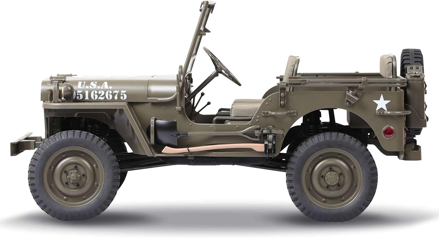 RocHobby 1/6 1941 MB Scaler RC Car, 4x4 Hobby Grade RC Car Mini RC Rock Crawler Military, 2.4Ghz RC Truck with 550 Brushed Motor, LED Lights for Adults Without Battery and Charger