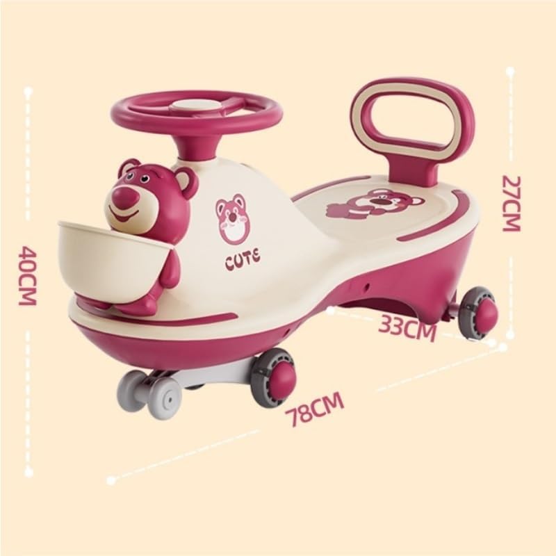 Wiggle Car Light-up Wheels Anti-Rollover just Twist Wiggle and go Best Ride-on Toy for Boys Girls(Pink,Flashing Wheel)