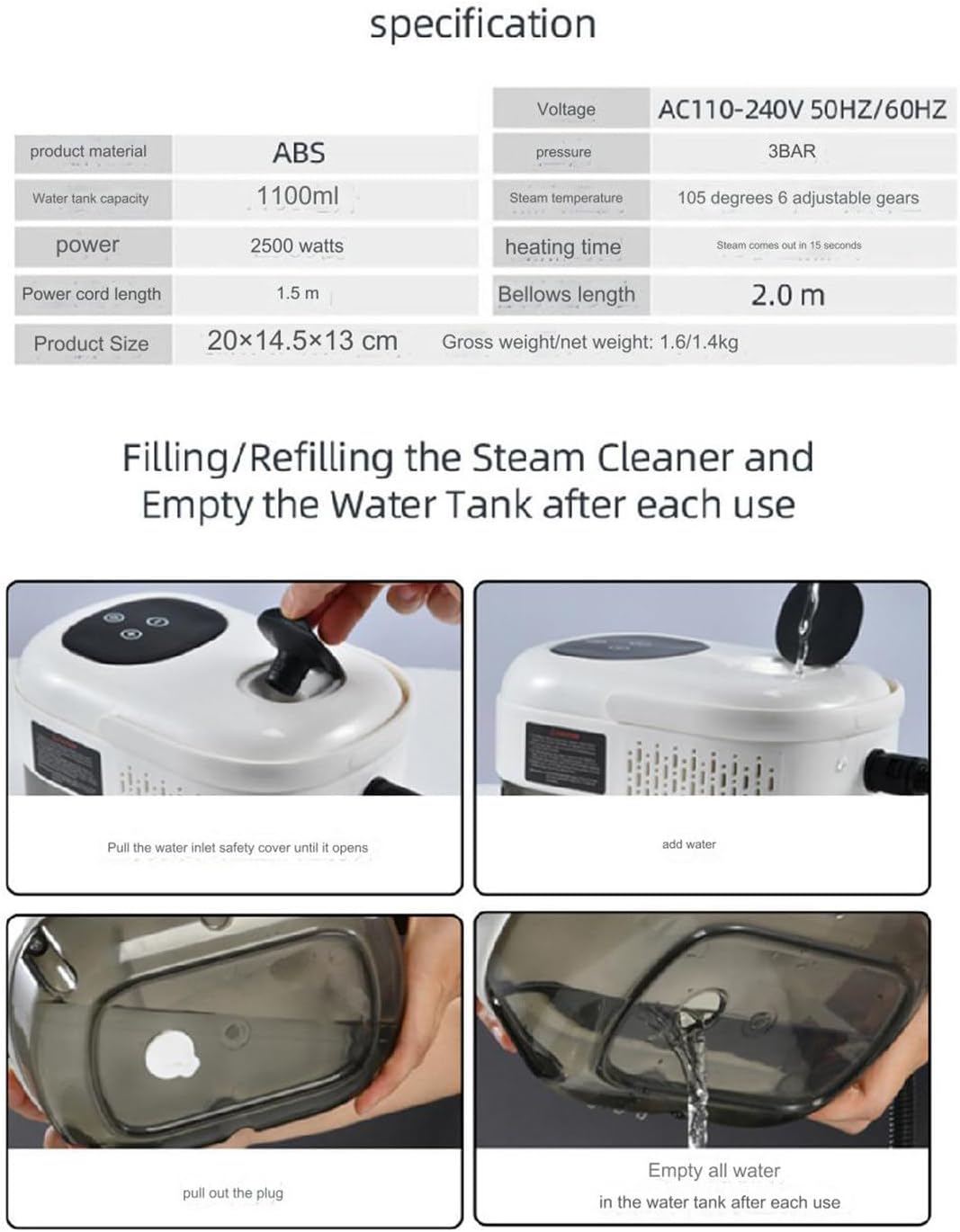 YXHQWEF-CXBFHS 110V/220V High Pressure and Temperature hand Steam Cleaner Commercial Household Air Conditioner Kitchen Hood Car Jet Washer,B