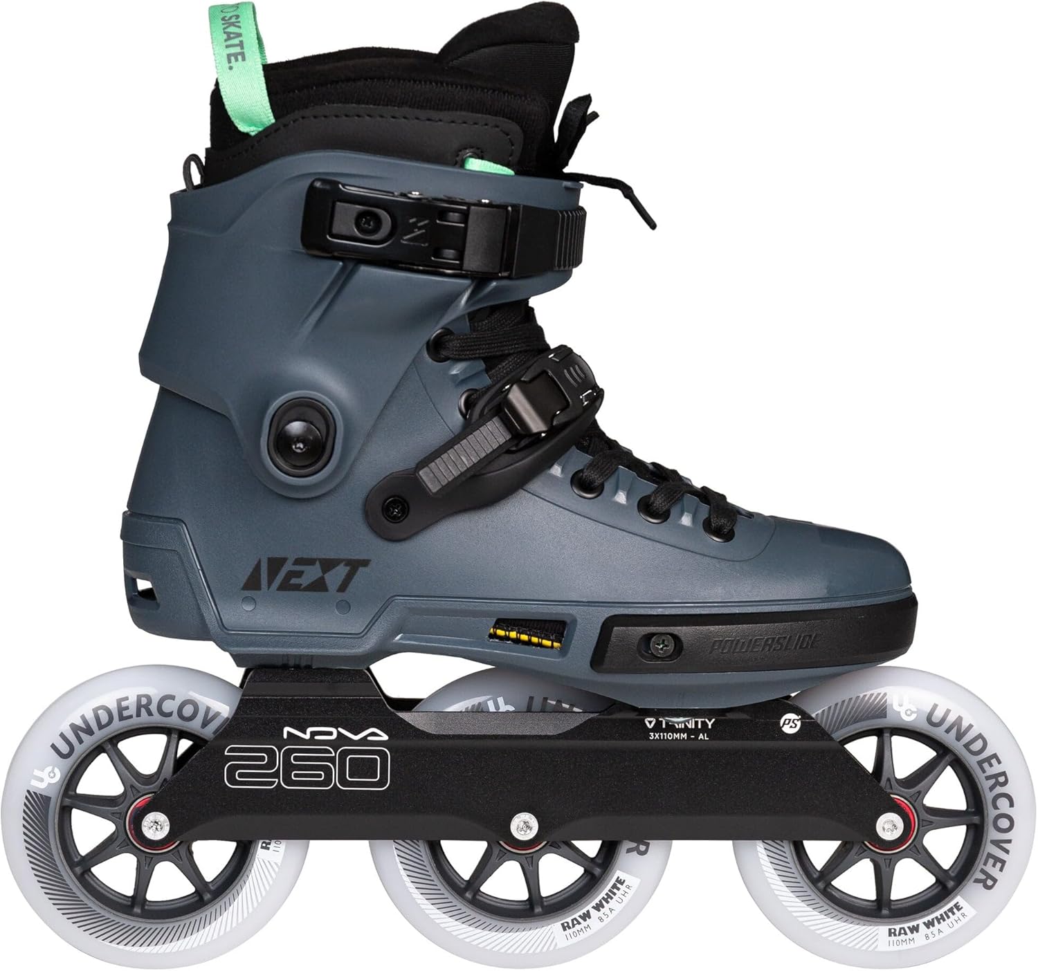 Powerslide Next Pro 110 Urban Inline Skates for Men and Women with Trinity 3-Point Mounting, 3 x 110 mm Undercover Wheels & Wicked ABEC 9 Ball Bearings in Petrol/Dark Blue