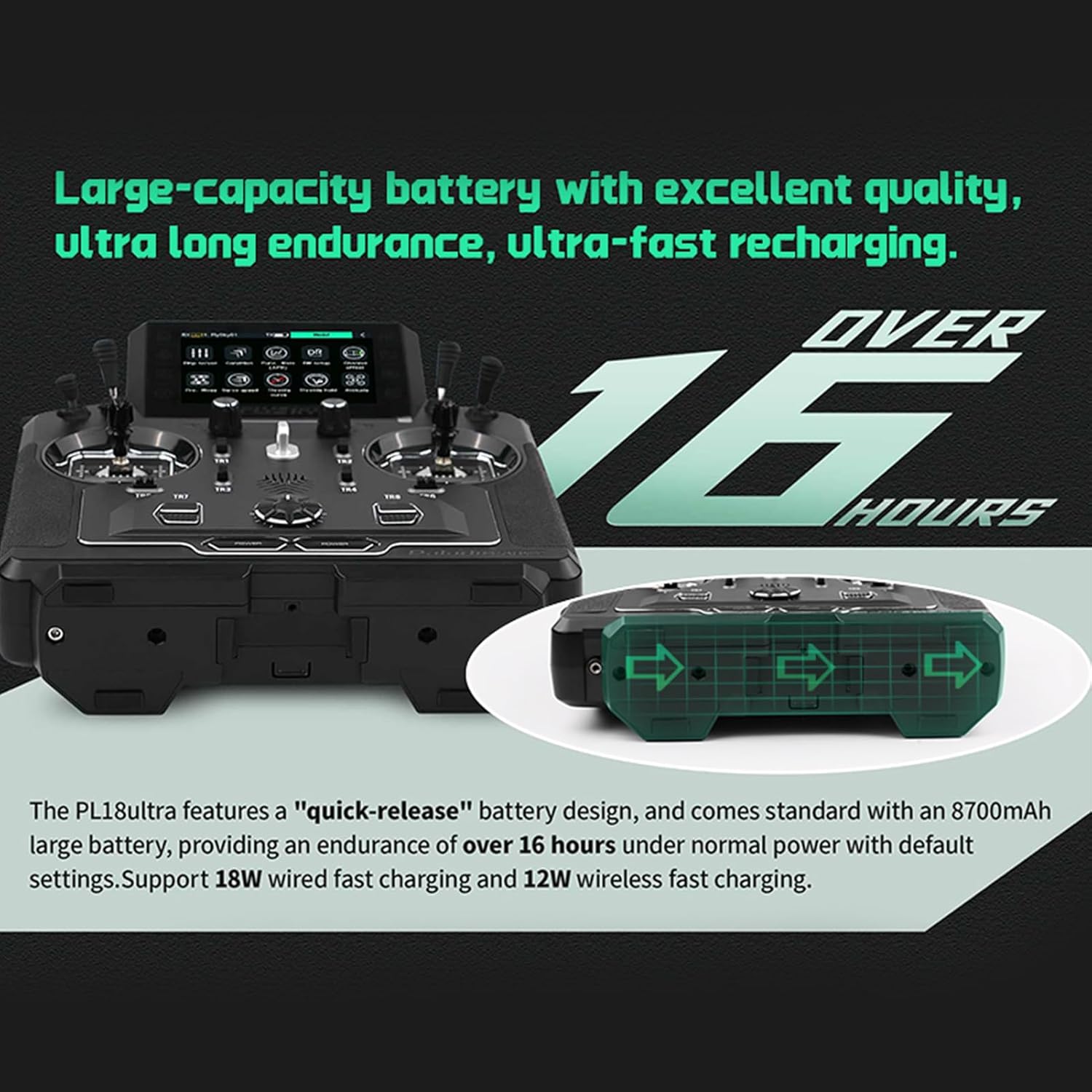 Flysky PL18 Ultra Paladin 18CH Radio Remote Controller Transmitter 3.5-inch IPS Touch Screen Compatible with FTr8B AFHDS 3 Protocol Receiver for Rc Airplane Helicopter Car Boat Robot Glider