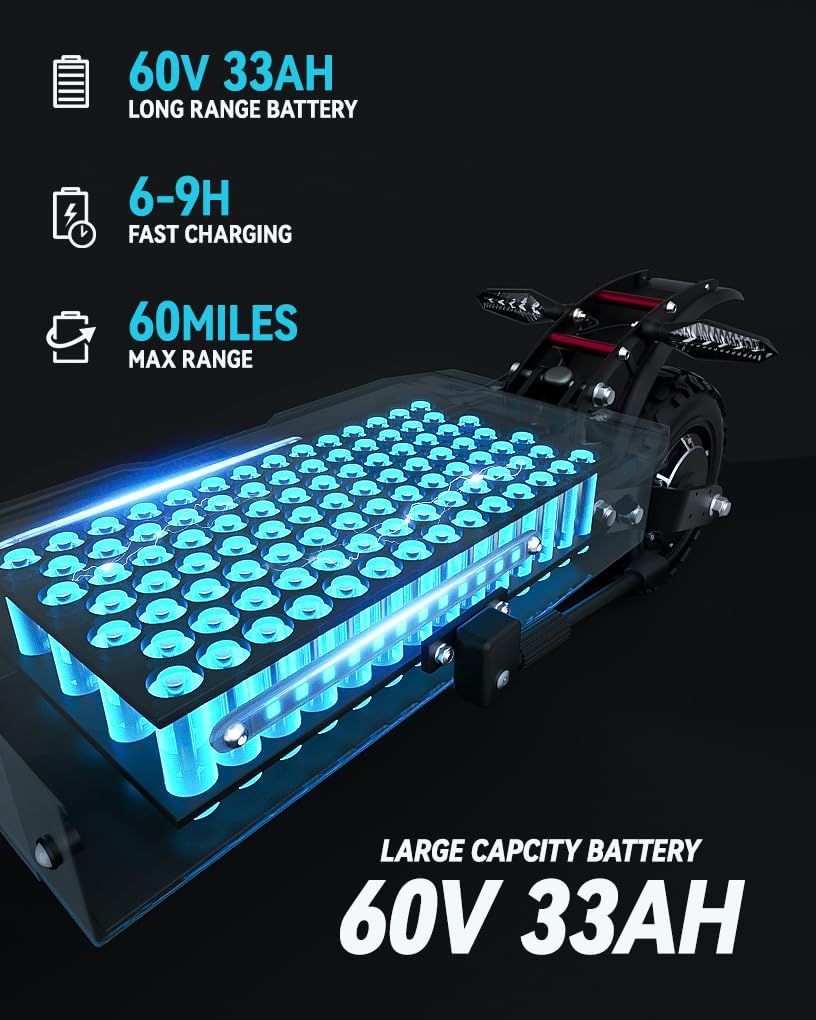 Adult Electric Scooter 5600W Dual Motor with Seat, Top Speed 50mph, Range 50-60 Miles, Foldable Commuter Electric Scooter