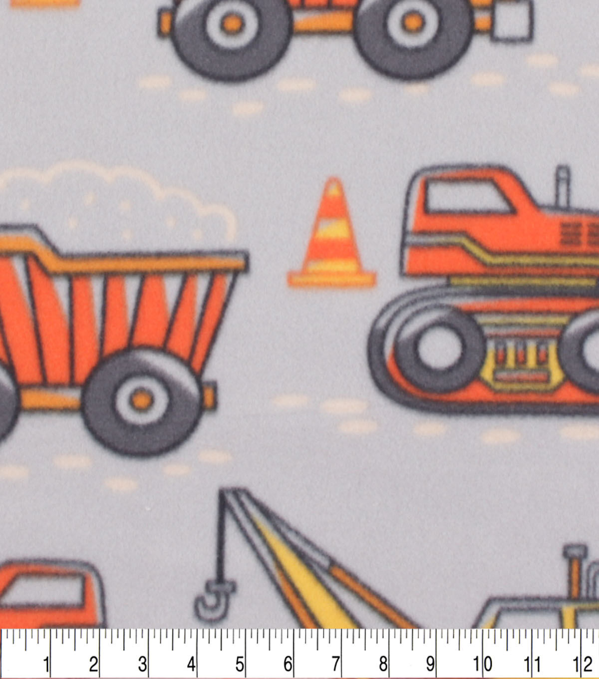Blizzard Fleece Fabric Constructon Truck Gray