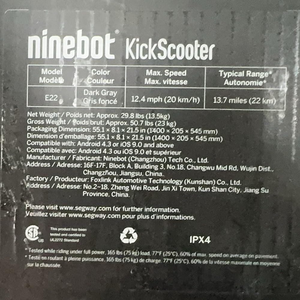 Segway Ninebot F3 Electric Scooter, Up to 20 MPH, 44-Mile Range, Self-Sealing Tubeless Tires, Front Hydraulic & Rear Elastomer Suspension, UL2271 2272 Certified
