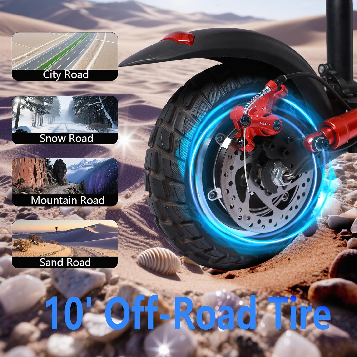 U7 1000W Off-Road Electric Scooter for Adults, 28-30MPH & 28Miles Range, 10