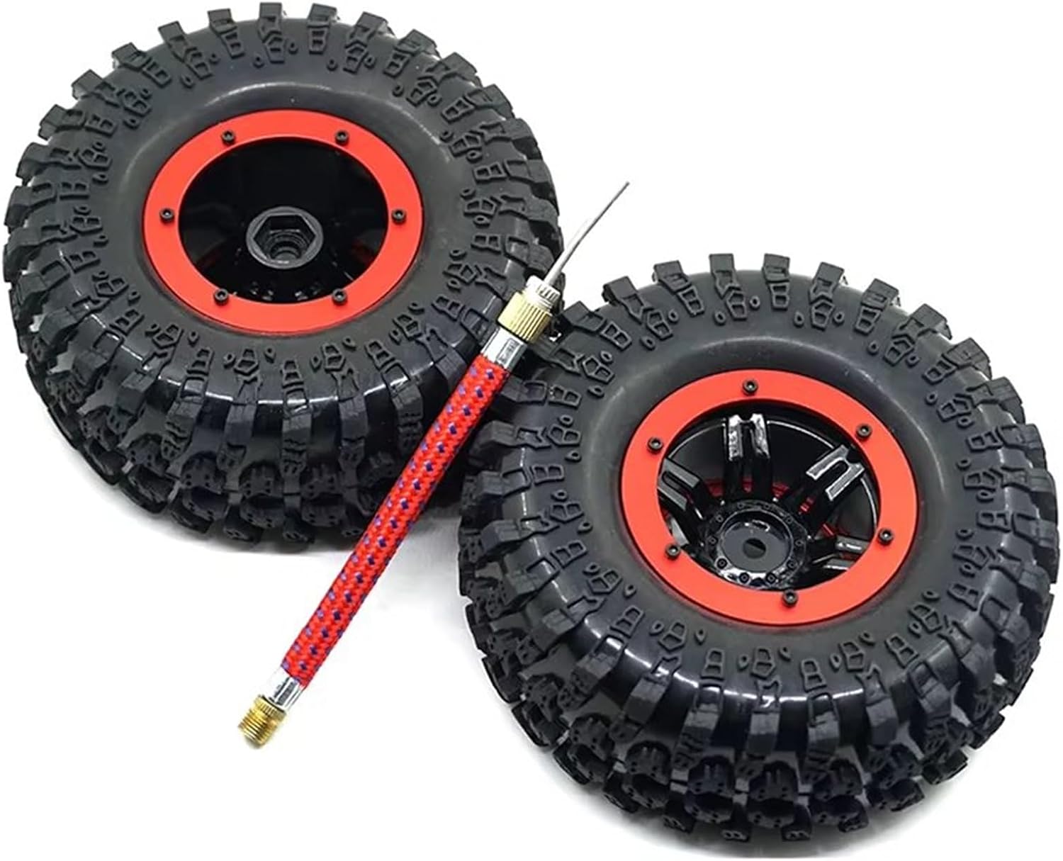 Compatible with Axial for Wraith 90018 for SCX10 for TRX4 1/10 RC Cars Parts 4PCS 2.2inch Inflatable Air Pneumatic Rubber Tires Wheel Rims RC Car Part Accessories