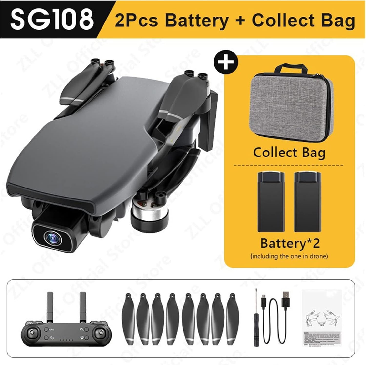 Foldable Drone Quadcopter Two- Gimbal Camera Drone GPS 5G WiFi 4K Mini Quadrocopter Professional Brushless Motor Dual Cam RC Drone (Color : Black 2B Bag Size : 1) (Black 2B Bag 1)