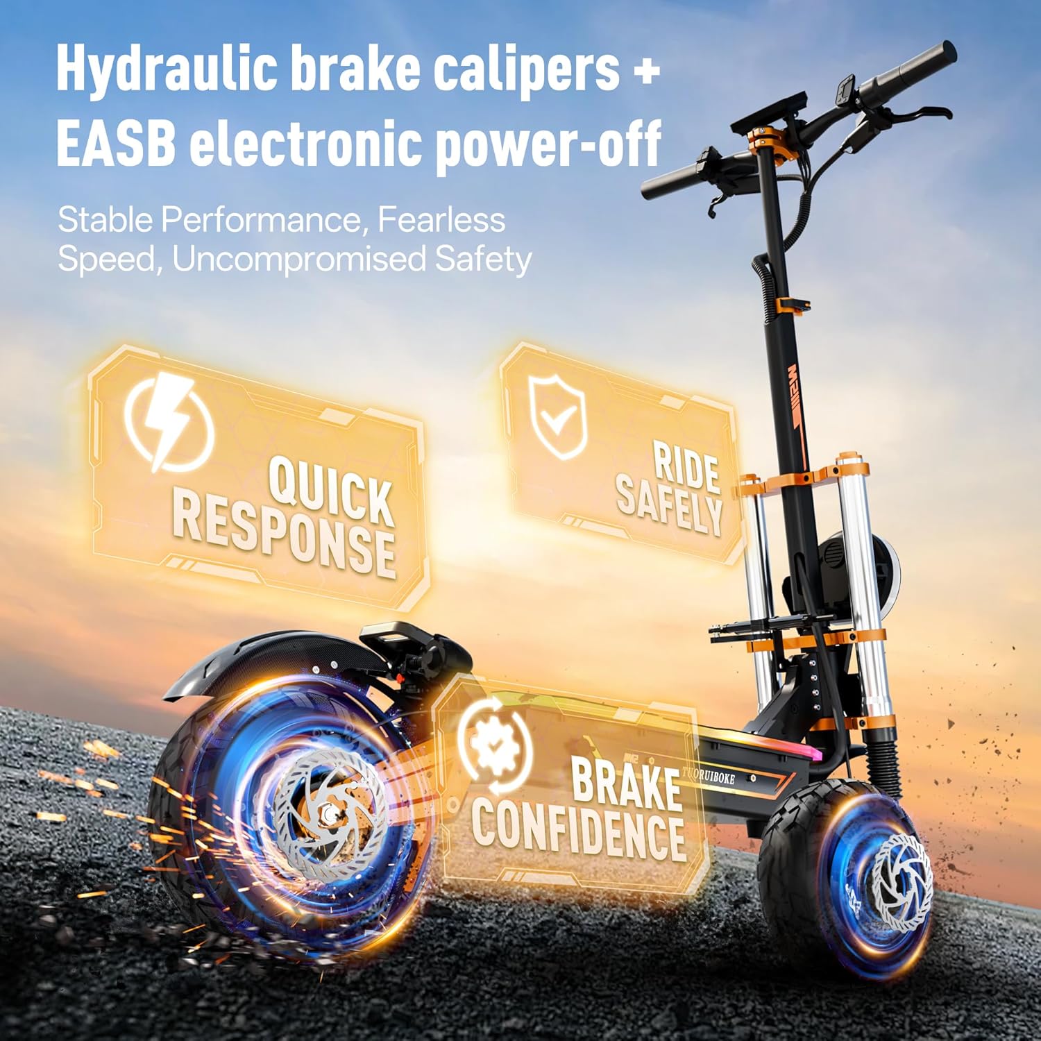 TRBK-M2 72V10000W Dual Drive Off-Road Electric Scooter, 11-inch All-Terrain Tires, 60 mph Top Speed, 35 AH Li-Ion Battery, 62 Mile Range, Hydraulic Brakes/Shock Absorption,Smart Large Screen with Seat