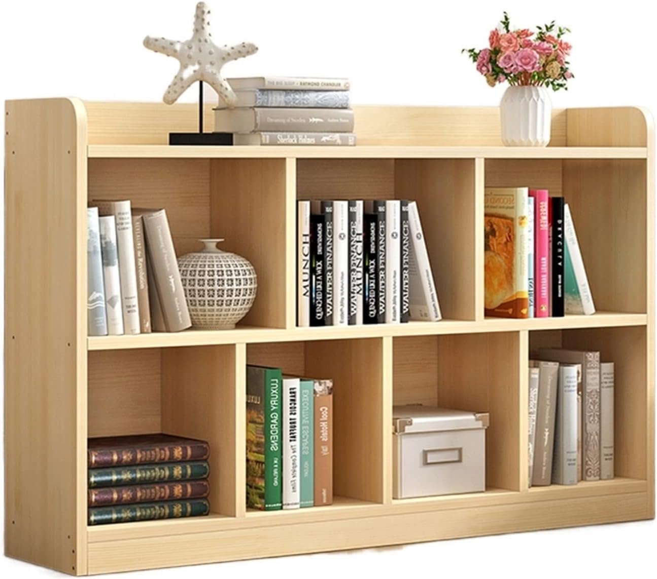 KIRANDY Children's Bookshelf Solid Wood Shelf, School Small Pine Bookcase Low Cabinet, Bay Window Locker (Color : Arc 2layers 140x88x24cm)